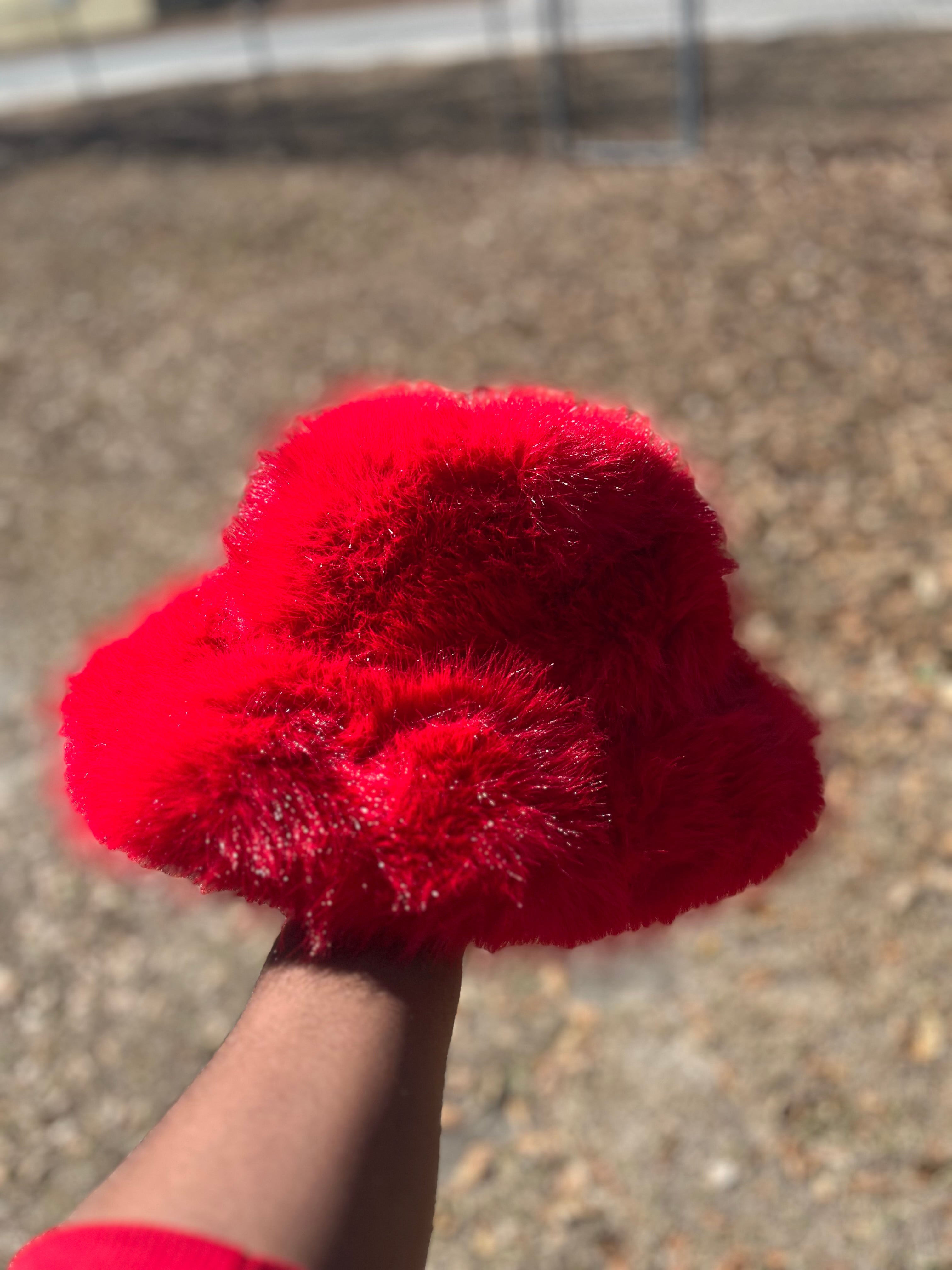 Red Fuzzy Bucket Hat
