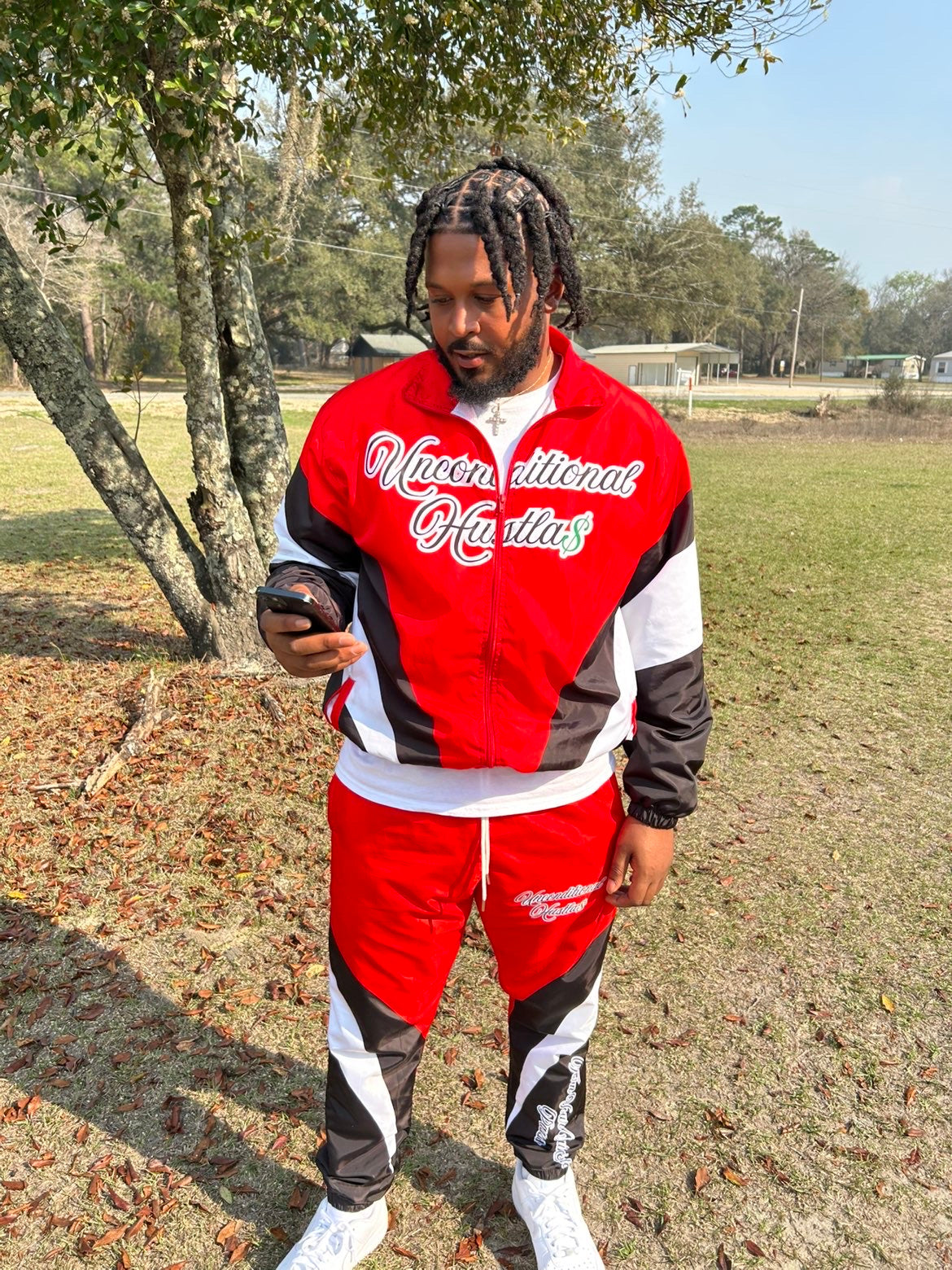 A Red Windbreaker Set