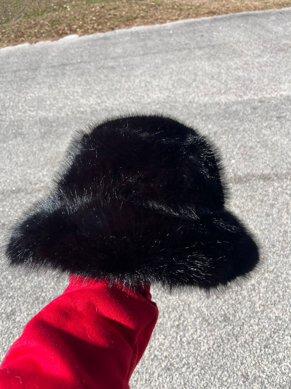 Black Fuzzy Bucket Hat