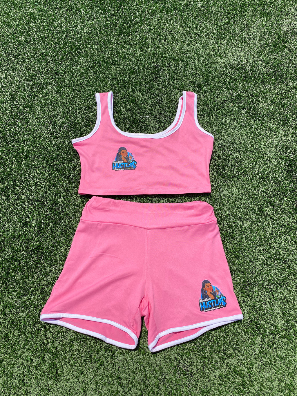 Blue&Pink Crop Top Set