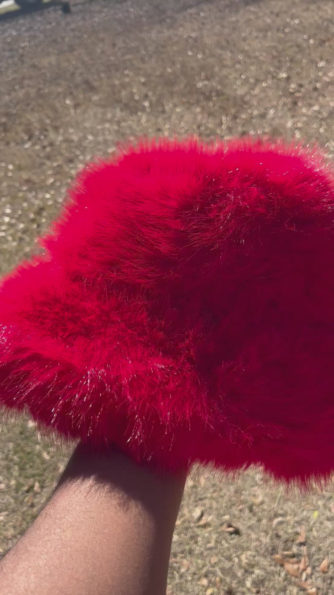 Red Fuzzy Bucket Hat